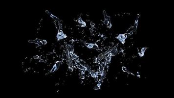 Water Splash with droplets on black background. 3d illustration. photo