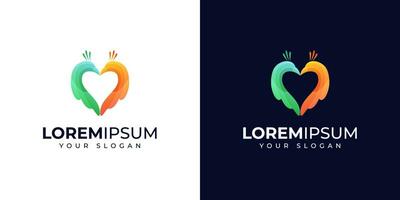 Colorful peacock and love logo design inspiration vector