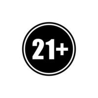 Icon Symbol for Eighteen Plus, 18 plus Age and Twenty One Plus , 21 plus Age. Vector Illustration