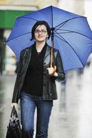 woman on street with umbrella photo