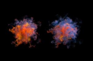 Colorful Smoke Design on Black Background. Close-up. 3d illustration. photo