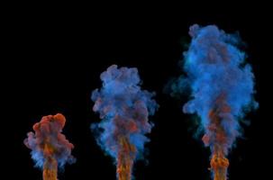 Colorful Smoke Design on Black Background. Close-up. 3d illustration. photo