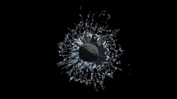 Water Splash with Droplets on Black Background. 3d illustration. photo