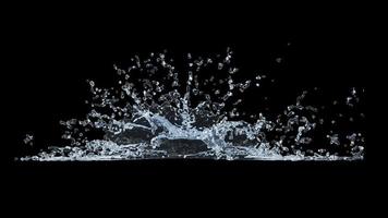 salpicaduras de agua con gotitas sobre fondo negro. ilustración 3d foto