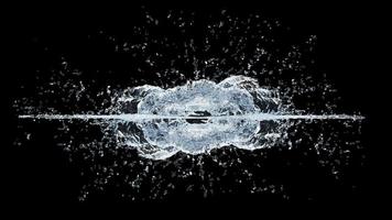 Water Splash with Droplets on Black Background. 3d illustration. photo