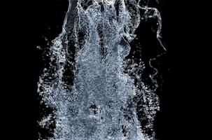 Waterfall with Droplets on Black Background. 3d illustration. photo