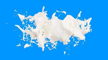 Milk splash with droplets isolated on background. 3d illustration photo