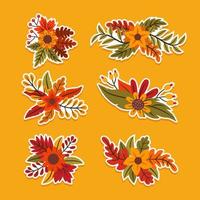 Autumn Fall Floral Sticker Set vector