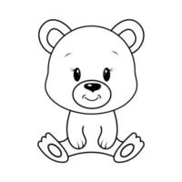 Hand drawn bear, of black contour isolated on white background. Design element for coloring book. Vector. vector