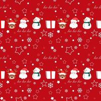 seamless pattern of Santa Claus,reindeer,snowman and snowflakes Design ideas for gift wrapping paper,book covers or fabric prints for Christmas and New Year festivals.vector illustration vector