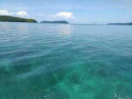 Crystal clear green sea on tropical island photo