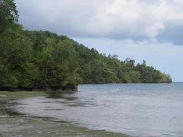 beautiful beach when rain is coming photo