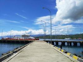 Beautiful port with ship photo