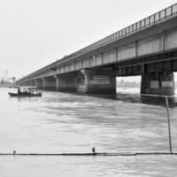 Ganga as seen in Garh Mukteshwar, Uttar Pradesh, India, Ganga is believed to be the holiest river for Hindu, View of Garh Ganga Brij ghat which is famous religious place for Hindu - Black and White photo