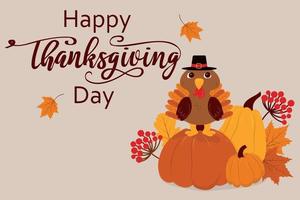 Thanksgiving card with turkey vector