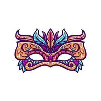 Carnival mask, hand drawn line with digital color, vector illustration