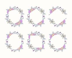 colección de marcos florales, línea dibujada a mano con color digital, ilustración vectorial vector