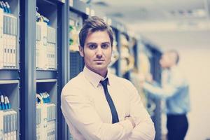 it enineers in network server room photo