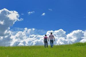 romantic young couple in love together outdoor photo