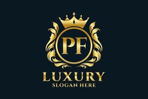 Initial PF Letter Royal Luxury Logo template in vector art for luxurious branding projects and other vector illustration.