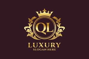 Initial QL Letter Royal Luxury Logo template in vector art for luxurious branding projects and other vector illustration.