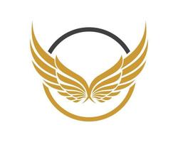 Circle with gold wings inside vector