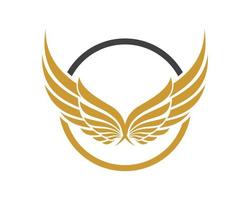 Circle with gold wings inside vector