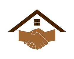 House roof with hand shaking vector