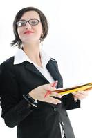 business woman hold papers and folder photo