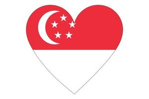 Heart flag vector of Singapore on white background.