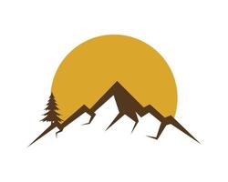 Mountain with pine tree and sunset vector