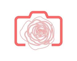 cámara con flor de rosa dentro vector