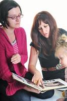 mother and littler girl isolated photo