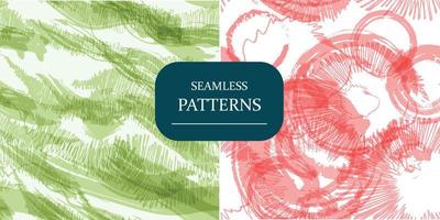 Two seamless patterns with watercolor lines. Abstract decoration vector