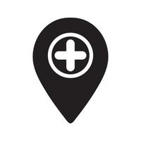 icono de alfiler de mapa de hospital vector
