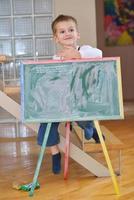 family drawing on school board at home photo