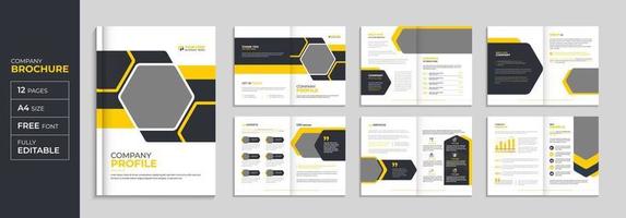 folleto corporativo y conjunto de plantillas de diseño de portada de informe anual de perfil de empresa vector