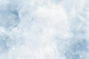 Abstract blue winter watercolor background with flower vector