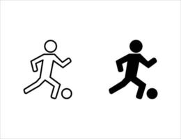 icono de fútbol. icono de contorno e icono sólido vector