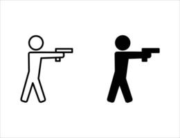 gunshot icon. outline icon and solid icon vector