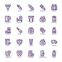 Medical and Pharmacy icon pack for your website, mobile, presentation, and logo design. Medical and Pharmacy icon basic line gradient design. Vector graphics illustration and editable stroke.