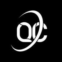 QC logo. Q C design. White QC letter. QC letter logo design. Initial letter QC linked circle uppercase monogram logo. vector