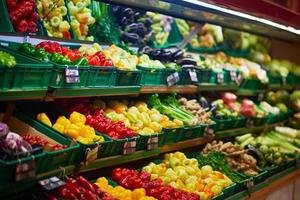 vista de verduras de supermercado foto