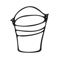 Bucket in doodle style. Bucket for home and garden work. Vector illustration.