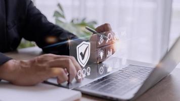 Quality assurance standard and certification. Certified internet businesses and services. Compliance to international guarantee. Concept for QA management and ISO certification organization service photo
