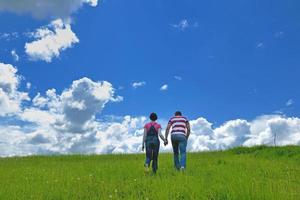 romantic young couple in love together outdoor photo