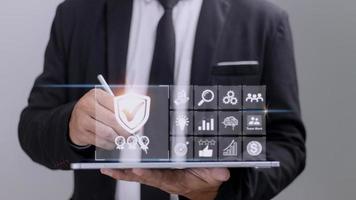 Quality assurance standard and certification. Certified internet businesses and services. Compliance to international guarantee. Concept for QA management and ISO certification organization service photo