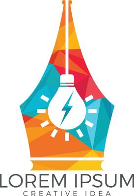 Pen nib and bulb logo idea.