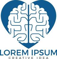 diseño creativo del logo en forma de corazón cerebral. pensar en el concepto de idea. lluvia de ideas icono de logotipo de cerebro de pensamiento de poder. vector