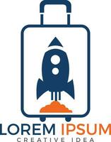 Rocket suitcase tour of travel logo design. travel and tour, suitcase, bag, rocket, vector logo design.